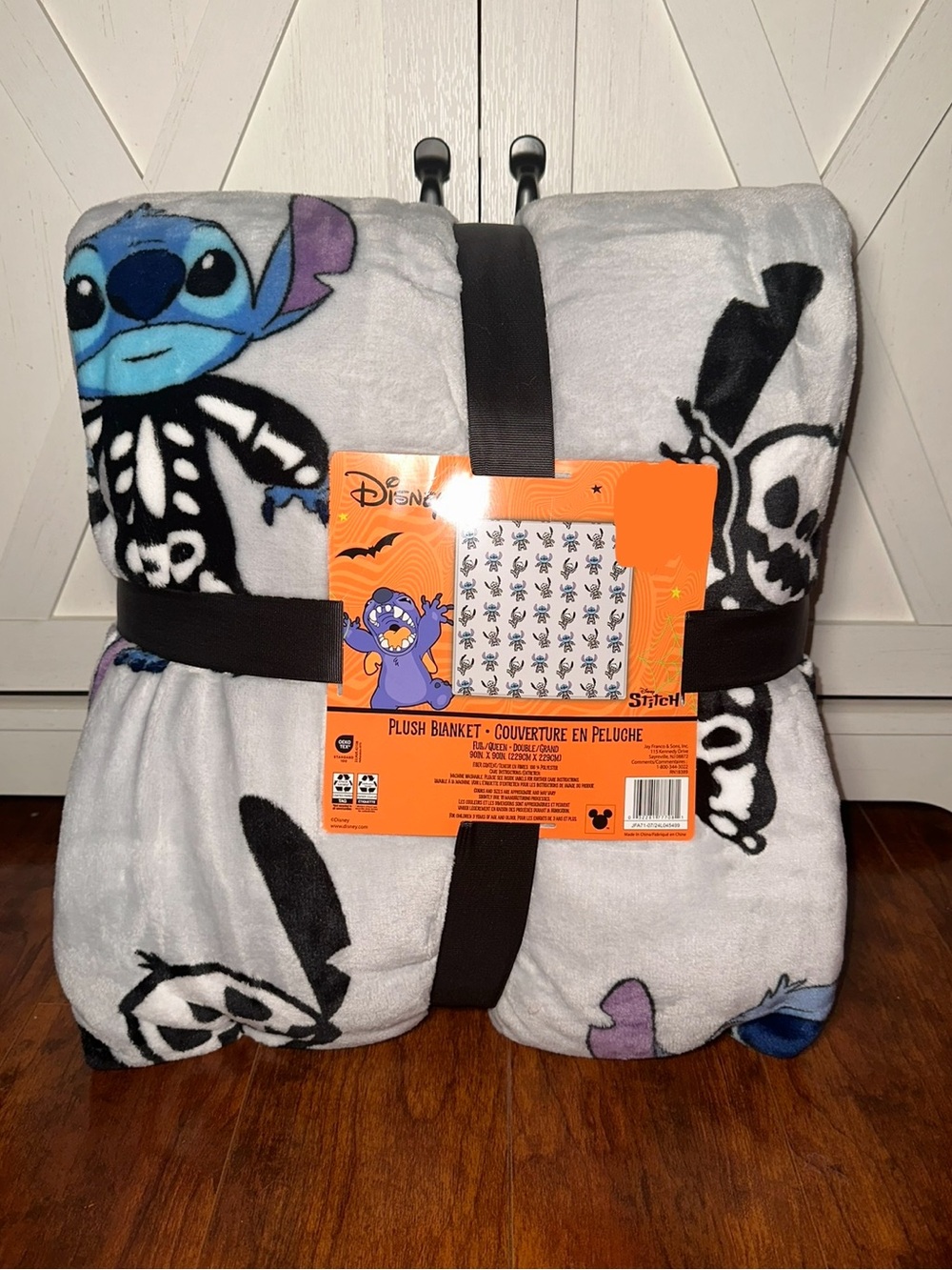 Disney Stitch Skeleton Queen Plush Throw Blanket